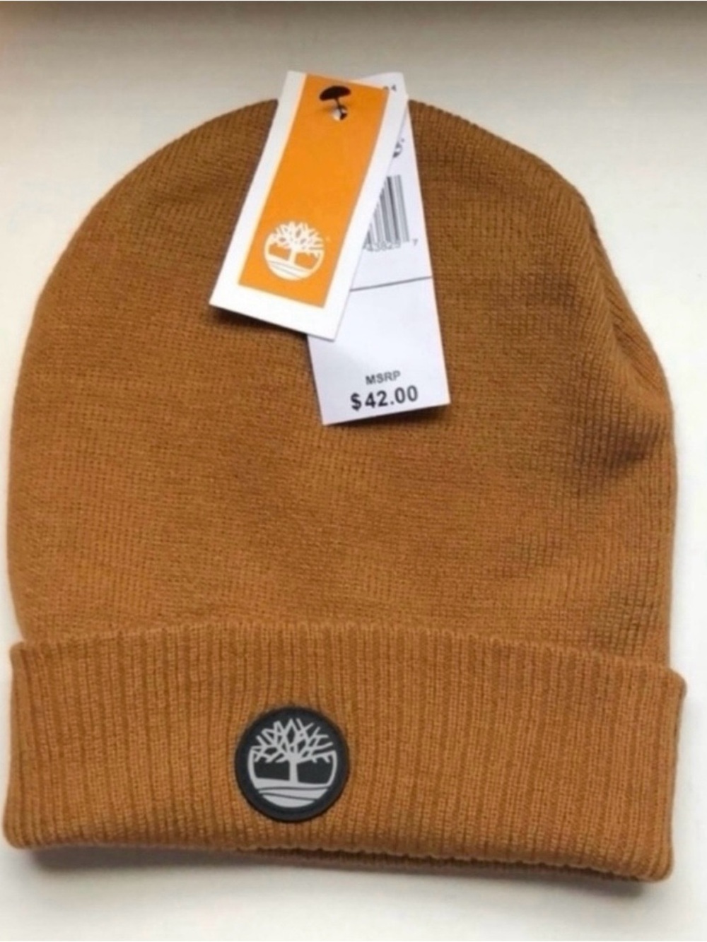New Timberland Hat Men’s Dark Golden Color Cuffed Knit Beanie Hat Outdoor Casual